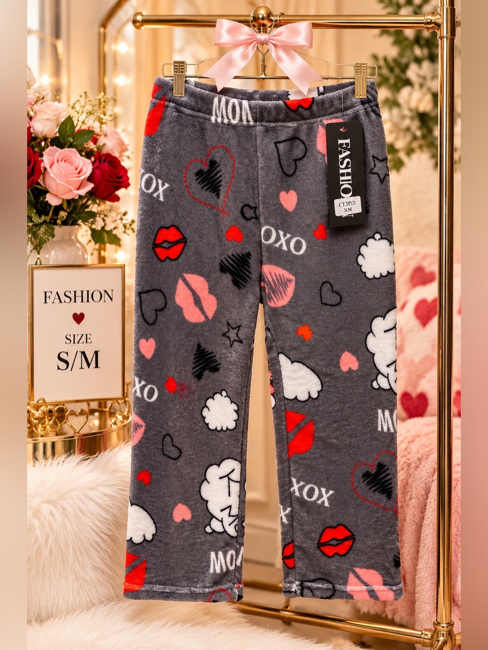 Fashion Printed Fleece Pants Girls Size S/M (8) NWT